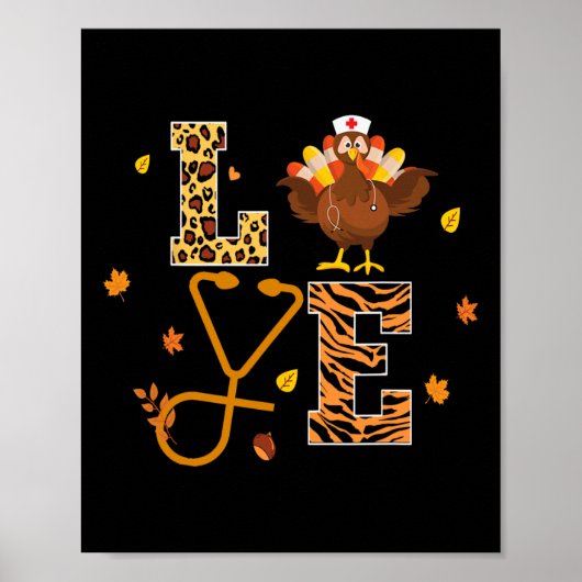 Sthetoscoop verpleegster Thanksgiving vrouwen vaka Poster (Voorkant)