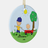 Stick afbeelding Big & Lil Brother kerstversiering Keramisch Ornament (Rechts)