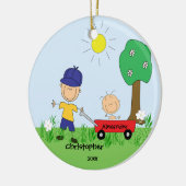Stick afbeelding Big & Lil Brother kerstversiering Keramisch Ornament (Links)