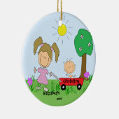 Stick afbeelding Big & Lil Sister kerstversiering Keramisch Ornament (Rechts)