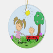 Stick afbeelding Big & Lil Sister kerstversiering Keramisch Ornament (Links)