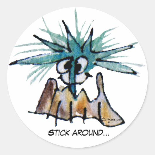 Stick Around Funny Cartoon Barnacle Sticker (Voorkant)