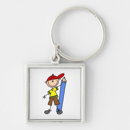 Stick Boy met potlood Sleutelhanger (Voorkant)