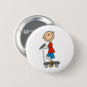 Stick Boy op scooter Ronde Button 5,7 Cm (Voorkant /achterkant)