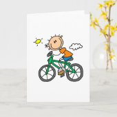 Stick Boy Riding Bicycle Kaart (Gele Bloem)