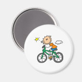 Stick Boy Riding Bicycle Magneet (Voorkant / Achterkant)