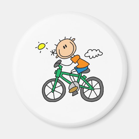 Stick Boy Riding Bicycle Magneet (Voorkant)