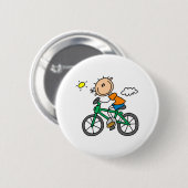 Stick Boy Riding Bicycle Ronde Button 5,7 Cm (Voorkant /achterkant)