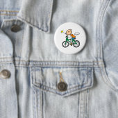 Stick Boy Riding Bicycle Ronde Button 5,7 Cm (In situ)
