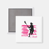 Stick Chick Vrouwen Lacrosse Magneet (Voorkant / Achterkant)