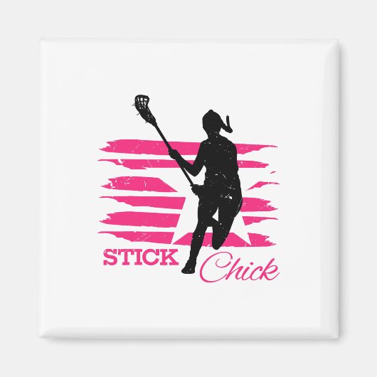 Stick Chick Vrouwen Lacrosse Magneet (Voorkant)