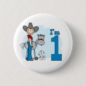 Stick Cowboy 1st Birthday Pinback Button (Voorkant)