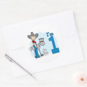 Stick Cowboy 1st Birthday Ronde Sticker (Envelop)