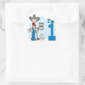 Stick Cowboy 1st Birthday Ronde Sticker (Tas)