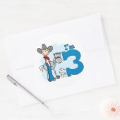 Stick Cowboy 3rd Birthday Ronde Sticker (Envelop)