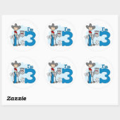 Stick Cowboy 3rd Birthday Ronde Sticker (Vel)