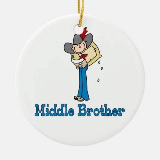 Stick Cowboy Middle Brother Keramisch Ornament (Voorkant)