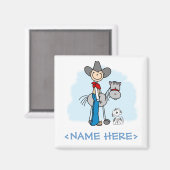 Stick Cowboy N Horse Magneet (Voorkant / Achterkant)