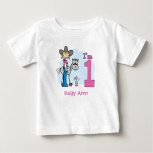 Stick Cowgirl 1st Birthday Baby T-Shirt