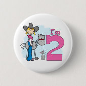 Stick Cowgirl 2e verjaardag Pinback Button (Voorkant)