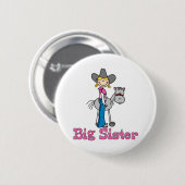Stick Cowgirl Big Sister Ronde Button 5,7 Cm (Voorkant /achterkant)