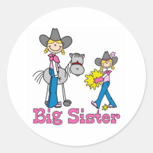 Stick Cowgirl Big Sister Ronde Sticker