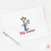 Stick Cowgirl Big Sister Ronde Sticker (Envelop)