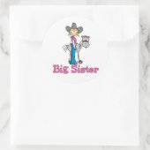 Stick Cowgirl Big Sister Ronde Sticker (Tas)
