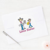 Stick Cowgirl Little Sister Classic Round Sticker (Envelop)