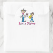 Stick Cowgirl Little Sister Classic Round Sticker (Tas)