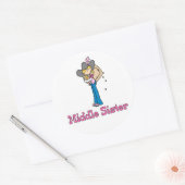 Stick Cowgirl Middle Sister Ronde Sticker (Envelop)