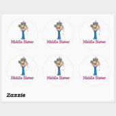 Stick Cowgirl Middle Sister Ronde Sticker (Vel)