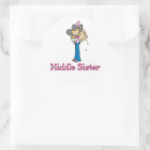 Stick Cowgirl Middle Sister Ronde Sticker (Tas)