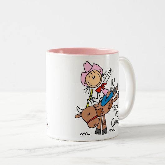 Stick Cowgirl Riding Bull Mok (Voorkant rechts)