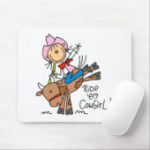 Stick Cowgirl Riding Bull Mousepad Muismat (Met muis)