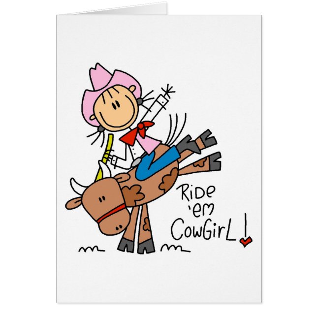 Stick Cowgirl Riding Bull Tshirts en Gifts (Voorkant)