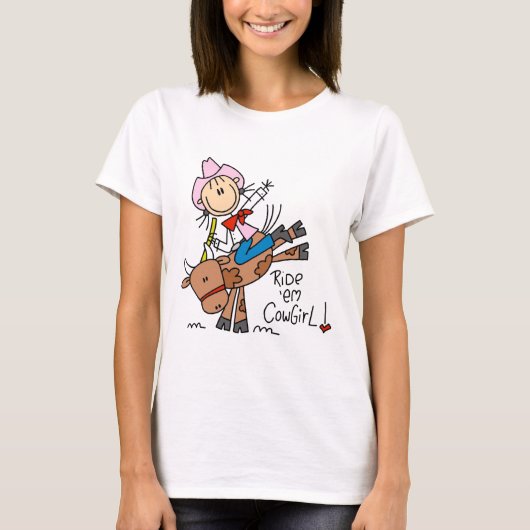 Stick Cowgirl Riding Bull Tshirts en Gifts (Voorkant)