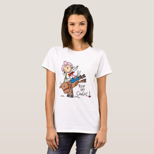 Stick Cowgirl Riding Bull Tshirts en Gifts (Voorkant volledig)