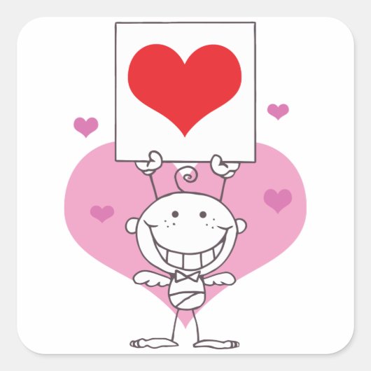 Stick Cupid Vierkante Sticker (Voorkant)