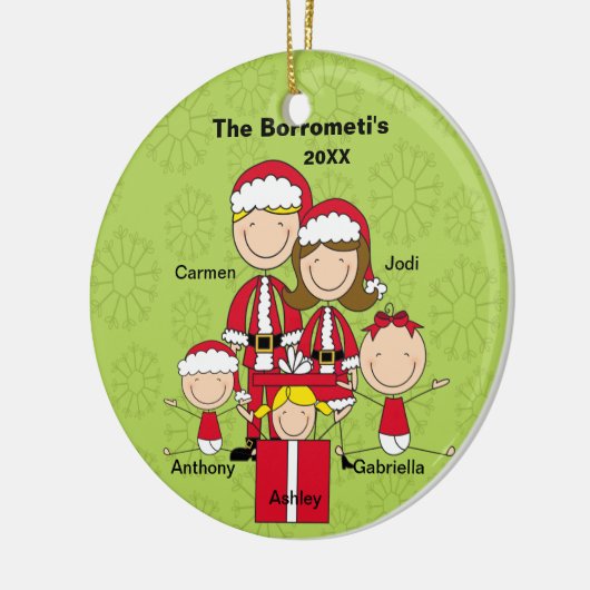 Stick Family van 5 kerstsnowflake Ornament (Links)