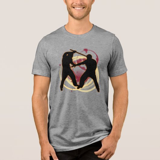 stick fighting Tri-Blend shirt (Voorkant)