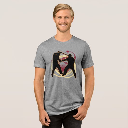 stick fighting Tri-Blend shirt (Voorkant volledig)