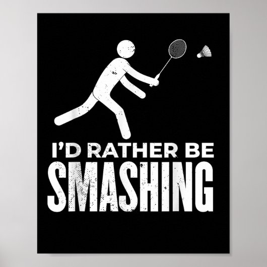 Stick Figure Badminton - Ik zou liever Badminton v Poster (Voorkant)