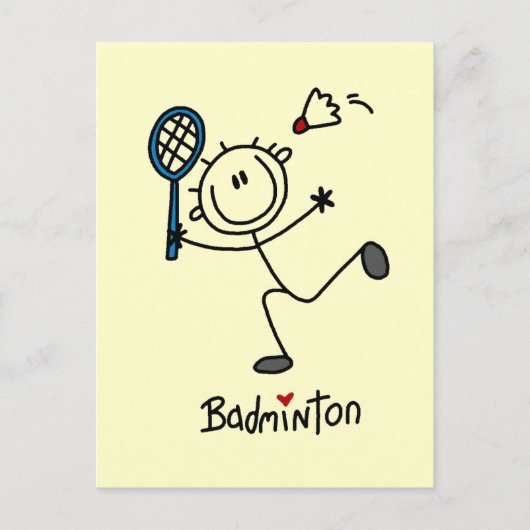 Stick Figure Badminton T-shirts and Gifts Briefkaart (Voorkant)