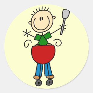 Stick Figure Barbeque T-shirts en cadeaus Ronde Sticker