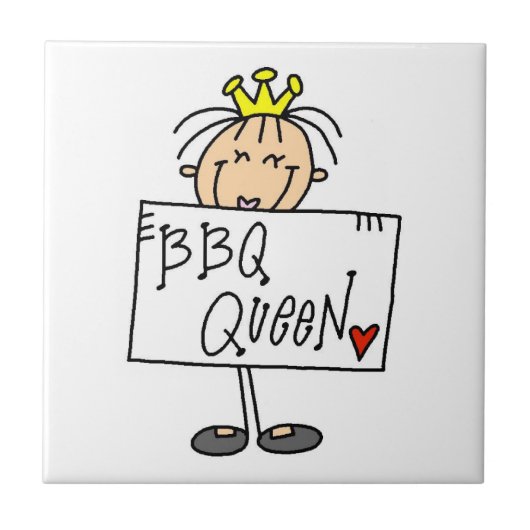 Stick Figure BBQ Koningin Tegeltje (Voorkant)
