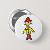 Stick Figure Brandweerman Knop Ronde Button 5,7 Cm (Voorkant /achterkant)