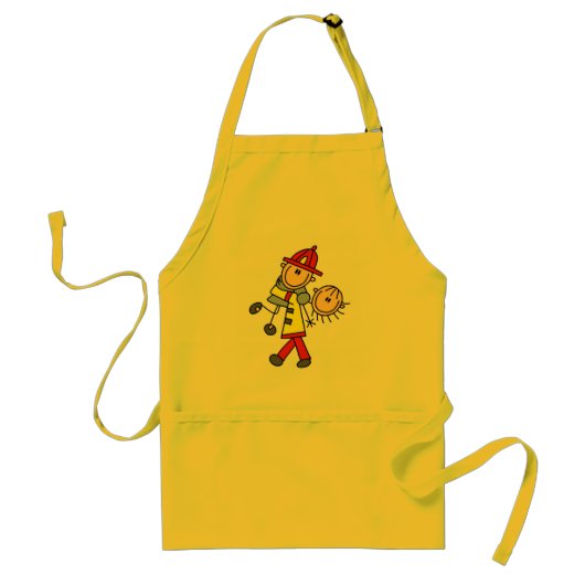 Stick Figure Brandweerman Redt Levens Schort (Voorkant)
