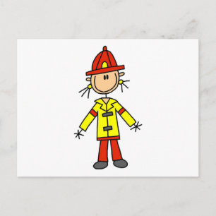 Stick Figure Brandweerman T-shirts en cadeaus Briefkaart