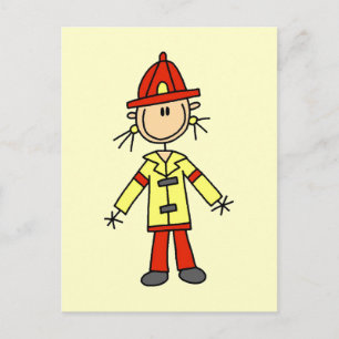 Stick Figure Brandweerman T-shirts en cadeaus Briefkaart